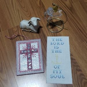 4 pc religious Bundle Angel sheep cross decor